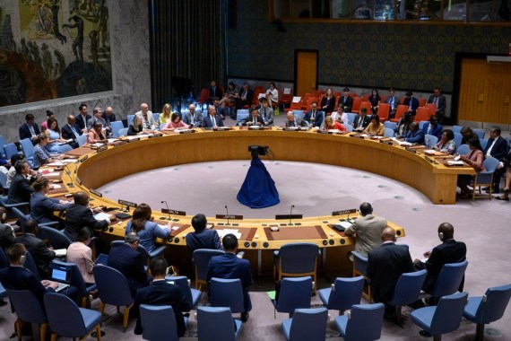 The UN Security Council holds a meeting on Sudan at the UN headquarters in New York, on Aug. 9, 2023.